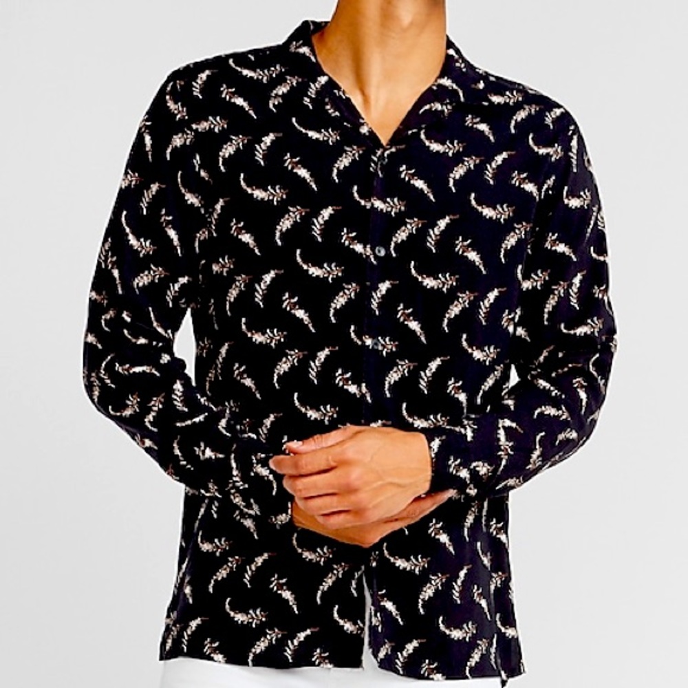 ✨New✨ Express Slim Floral Print Rayon Shirt long sleeve